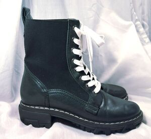 Rag & Bone GREEN Combat Boot Shiloh White Laces Size 37.5 US 7.5